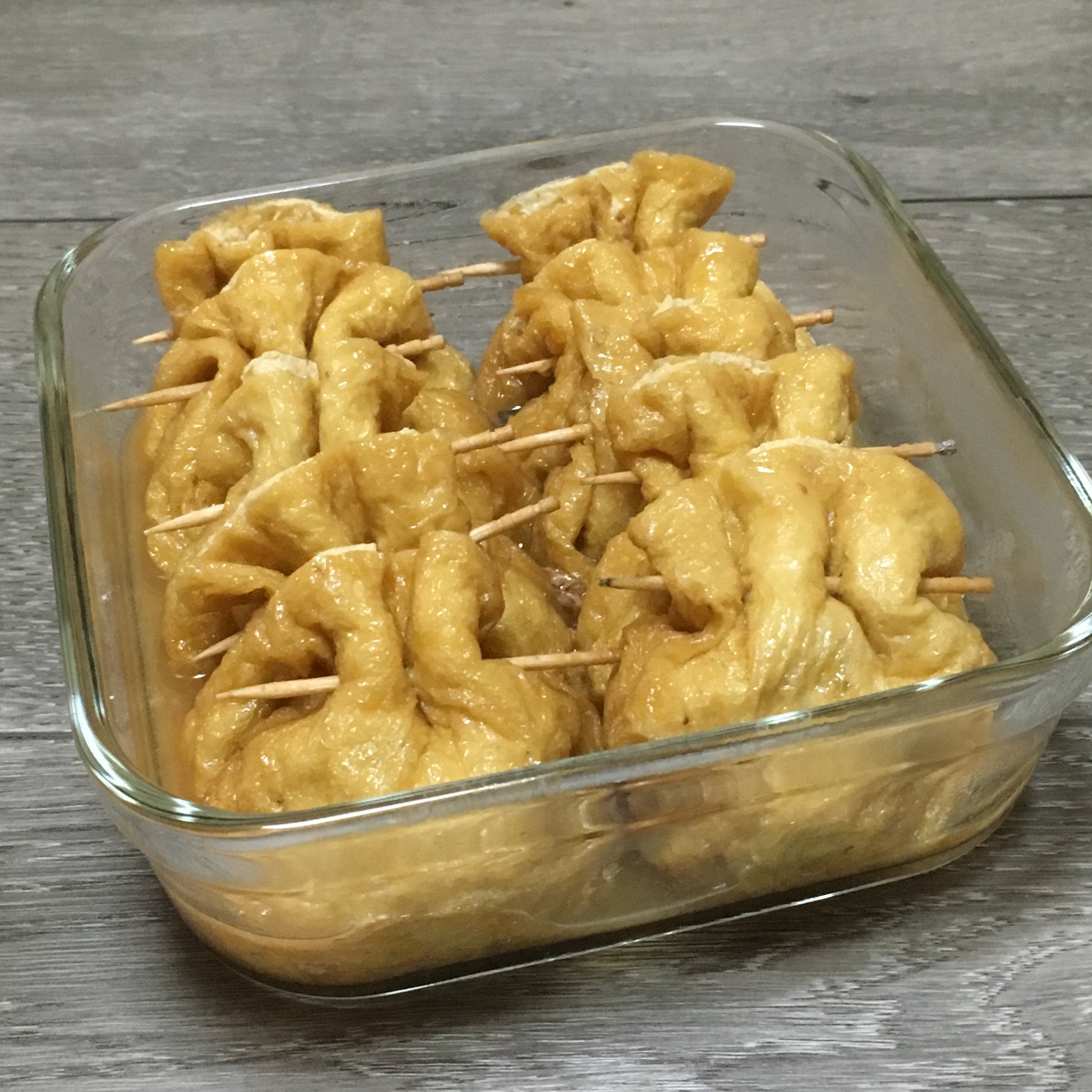 白菜とサバ缶の油揚げ袋煮♪