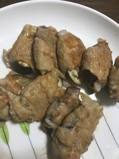 茄子の豚肉巻き　甘辛生姜醤油味