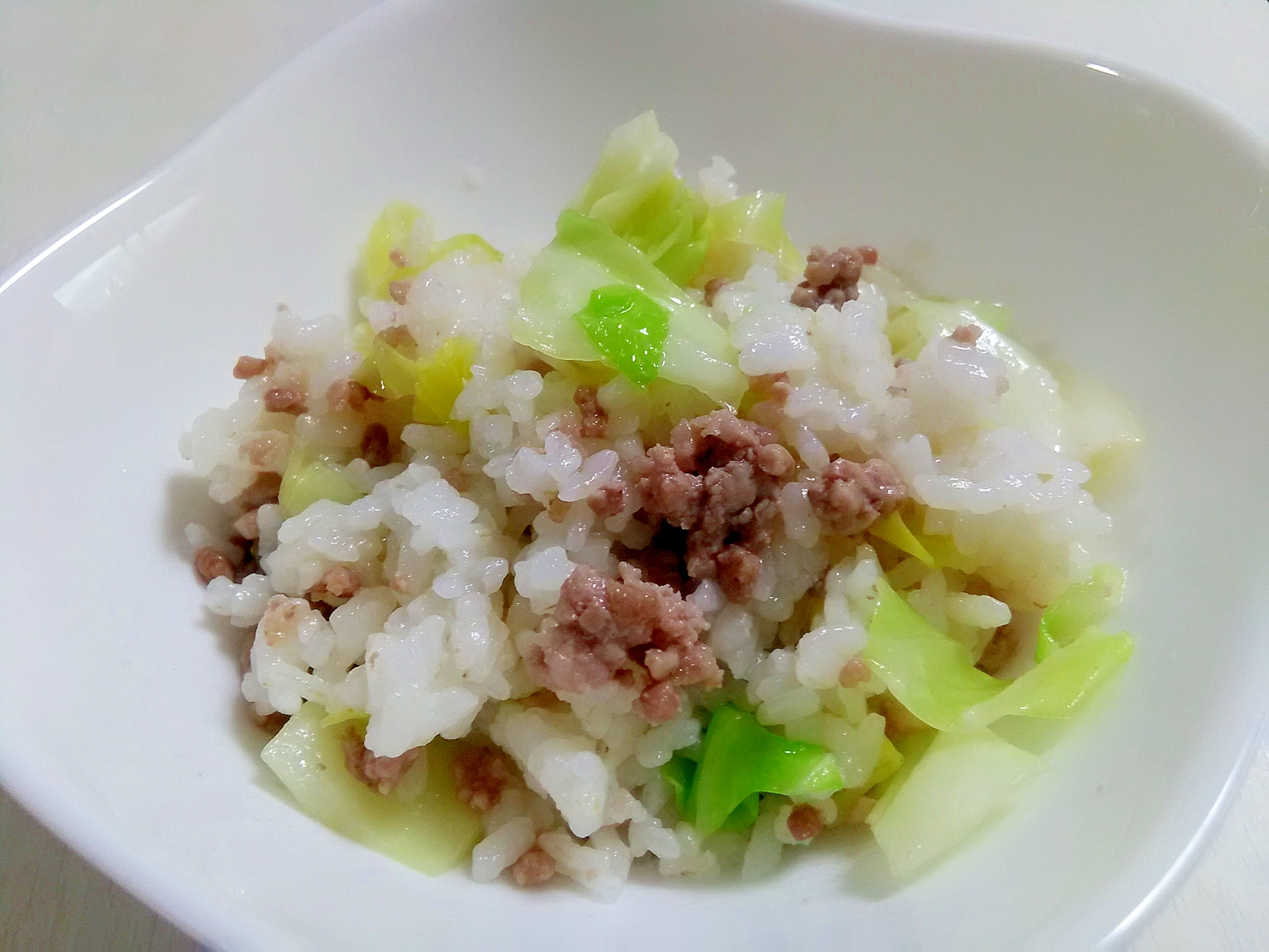 ウェイパーで☆挽き肉とキャベツの炒飯