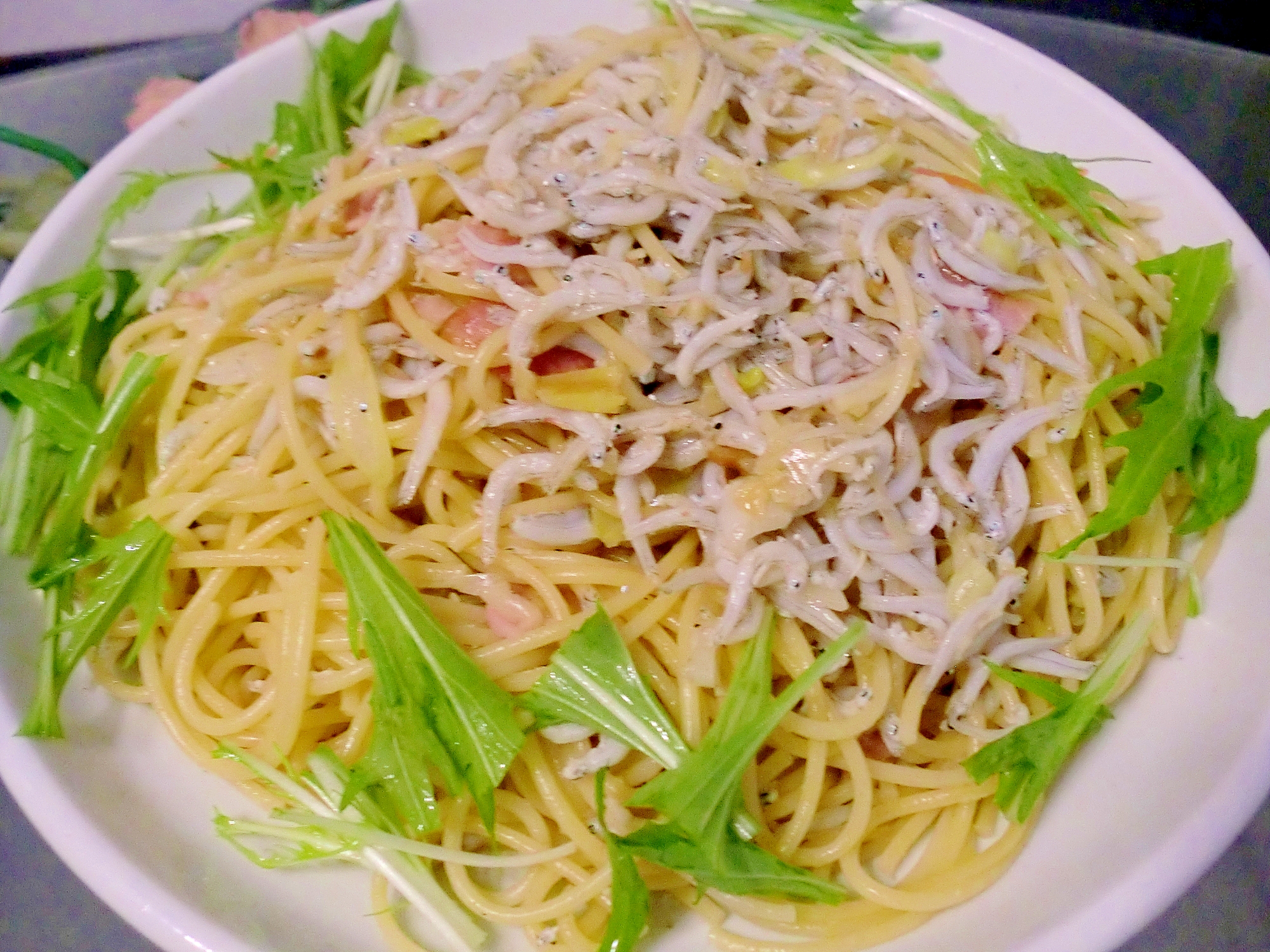 水菜としらすとベーコンのパスタ レシピ 作り方 By Hottyoi 楽天レシピ 水菜としらすとベーコンのパスタ レシピ 作り方 By Hottyoi 楽天レシピ