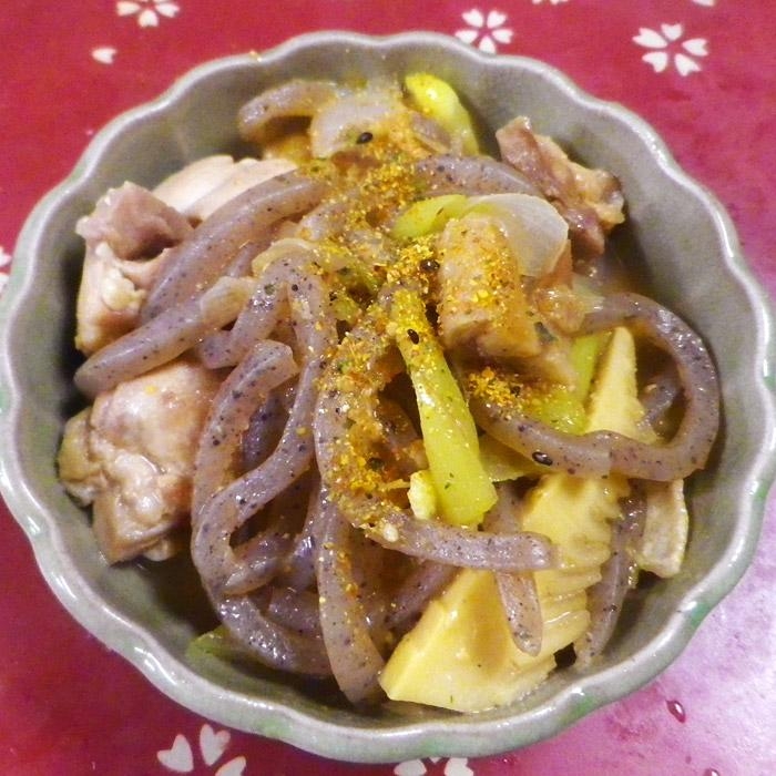 鶏竹の子つきこんの味噌炒め