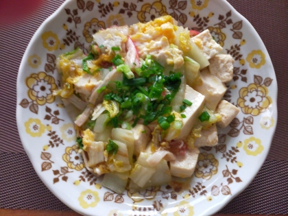 簡単♡白菜とカニカマの玉子あんかけ豆腐