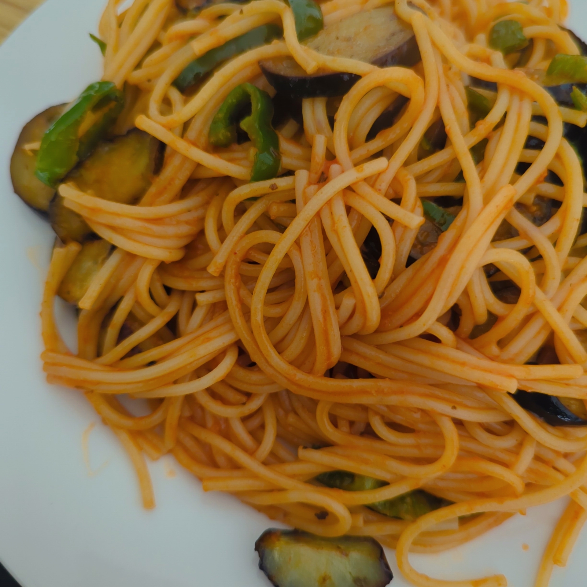 なすとピーマンのスパゲッティー！パスタ
