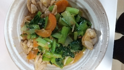 小松菜と鶏肉の味噌炒め