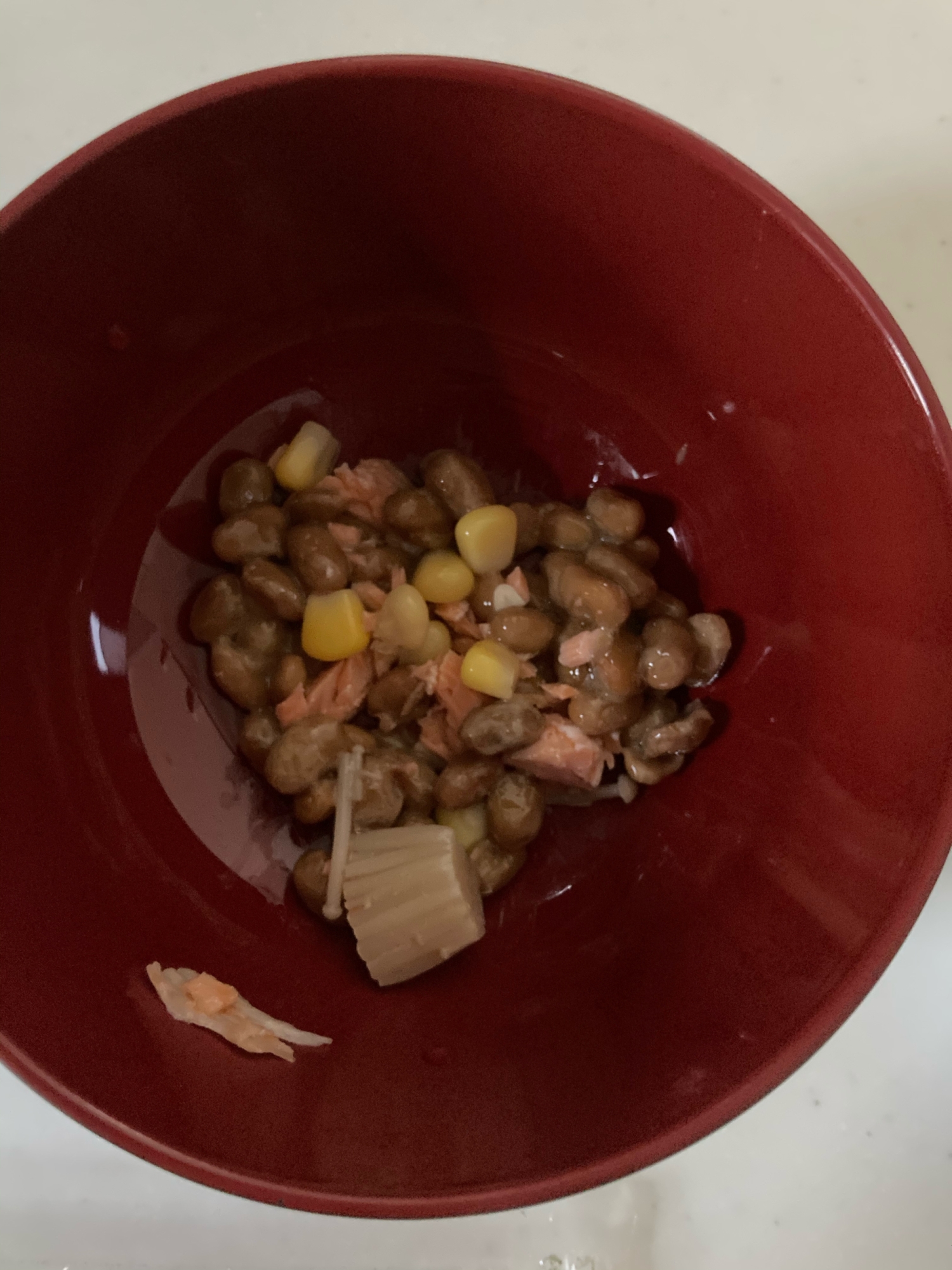離乳食⁑ コーンとえのきの納豆鮭