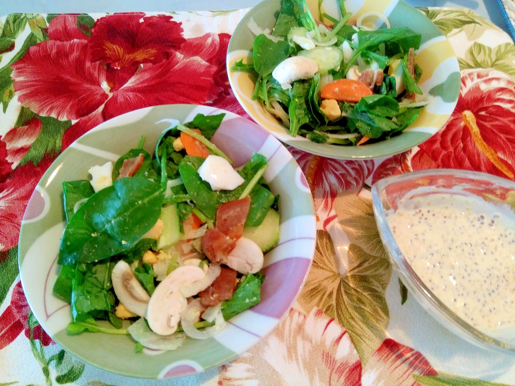 グリーンサラダ粒マスタードドレッシング