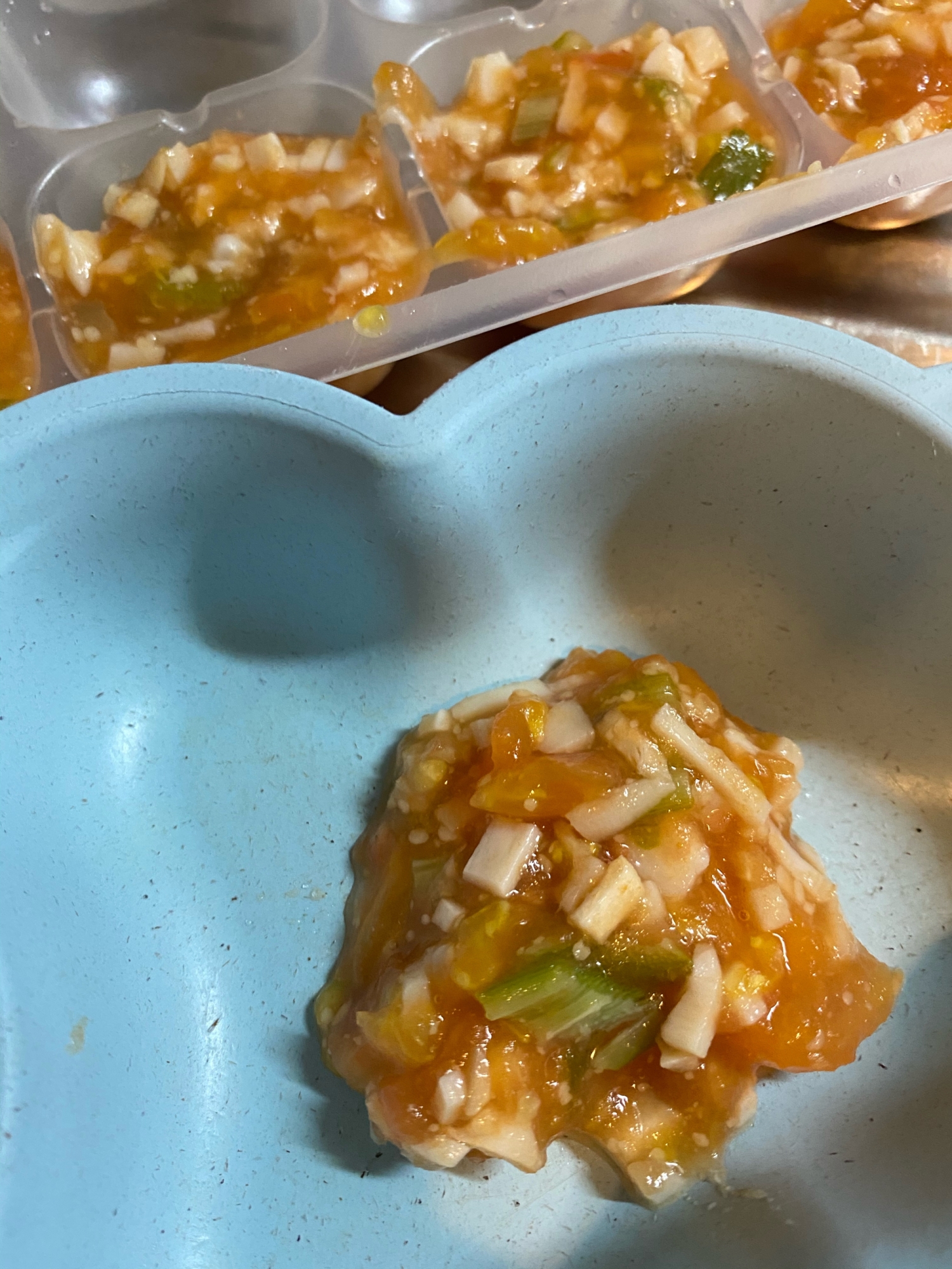 離乳食　エリンギとオクラトマト炒め