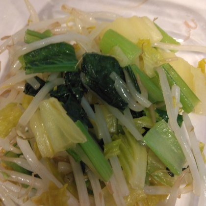 白菜と小松菜もやし炒め