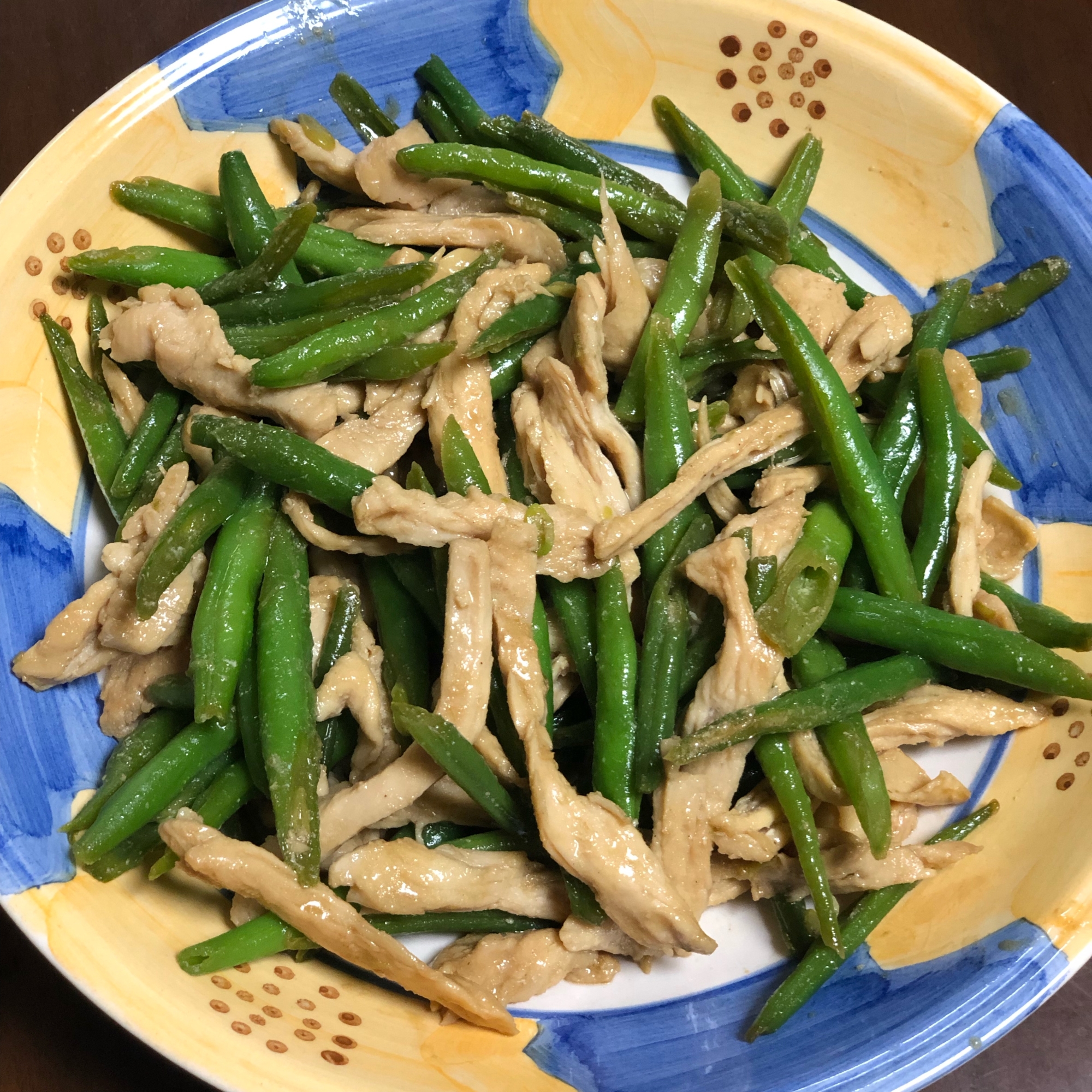 鶏胸肉といんげんの炒めもの