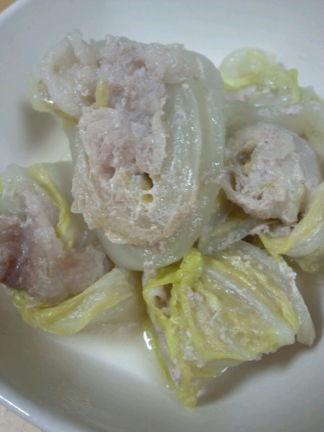 白菜で豚肉くるくる巻き煮(´Д｀)