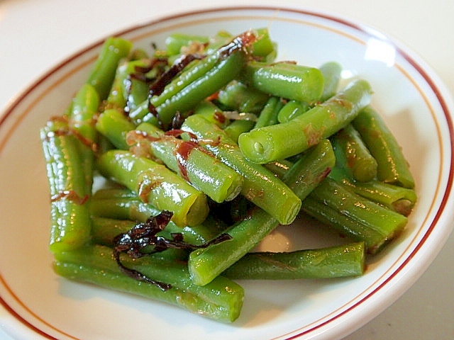 胡麻油香る　いんげん豆の塩昆布おかか和え♬