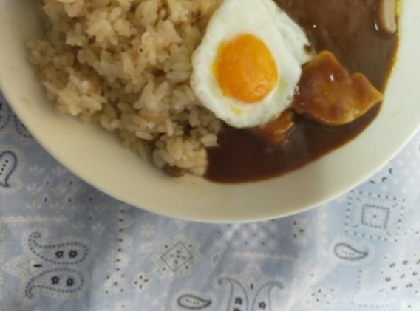 目玉焼き&カレーバターライス✧˖°