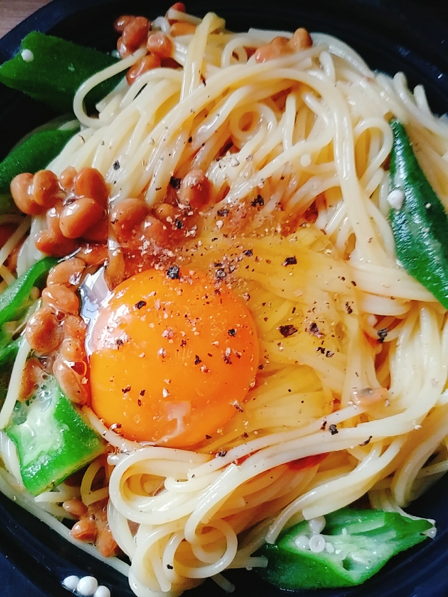 レンジで オクラ 納豆 卵のパスタ レシピ 作り方 By やっすん 楽天レシピ