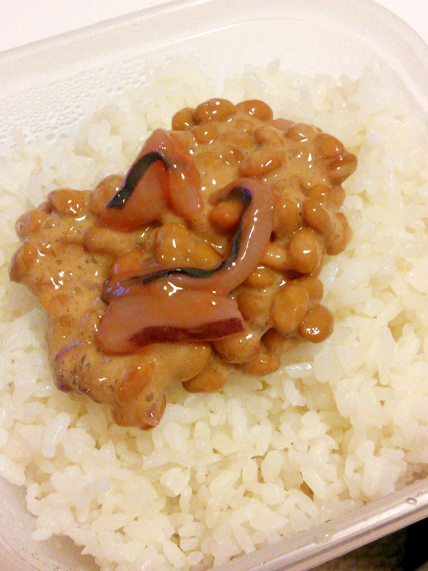 ずぼら飯 納豆とイカの塩辛のせご飯 レシピ 作り方 By みずたまsweet 楽天レシピ