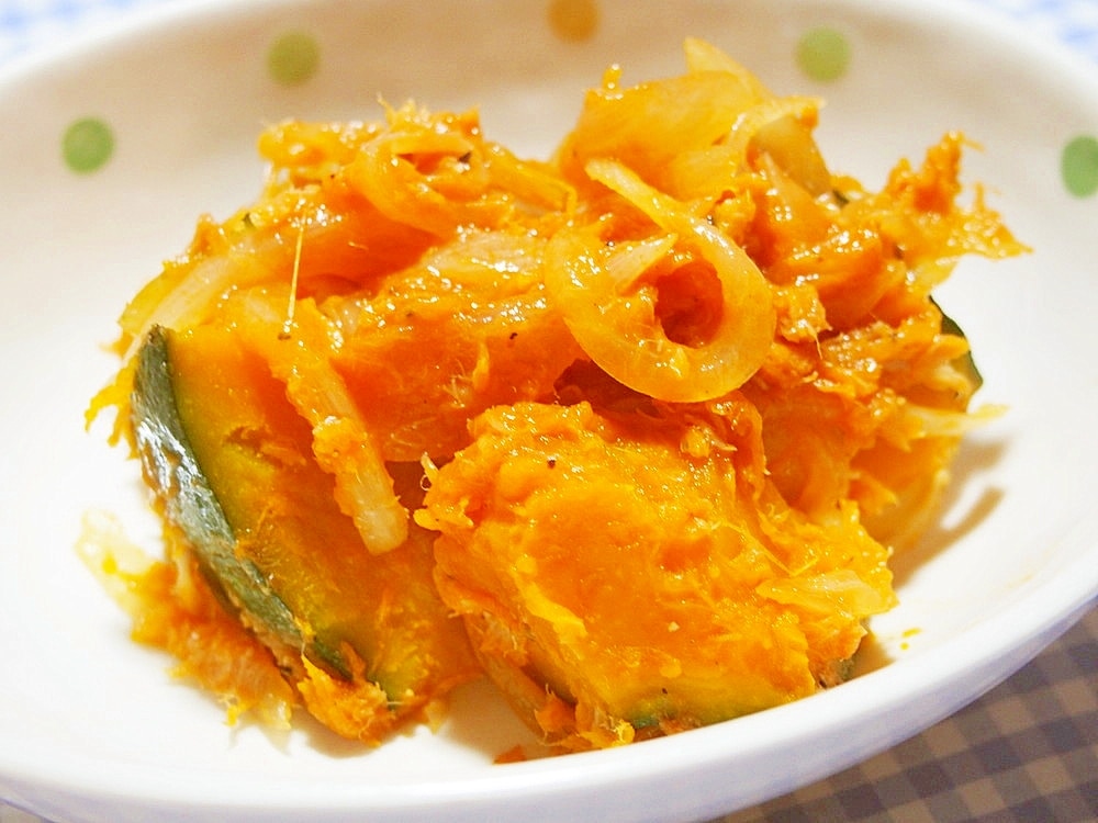 かぼちゃと玉葱 かぼちゃ・玉ねぎ・ツナのケチャツプ炒め煮 レシピ・作り方 by 京