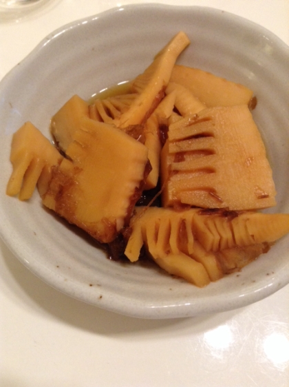 タケノコの水煮が余ったので作ってみました。
甘口で私好みの味！美味しくいただきました(´▽｀)
ご馳走様☆