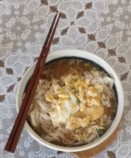 【余った素麺で】卵とじにゅうめん