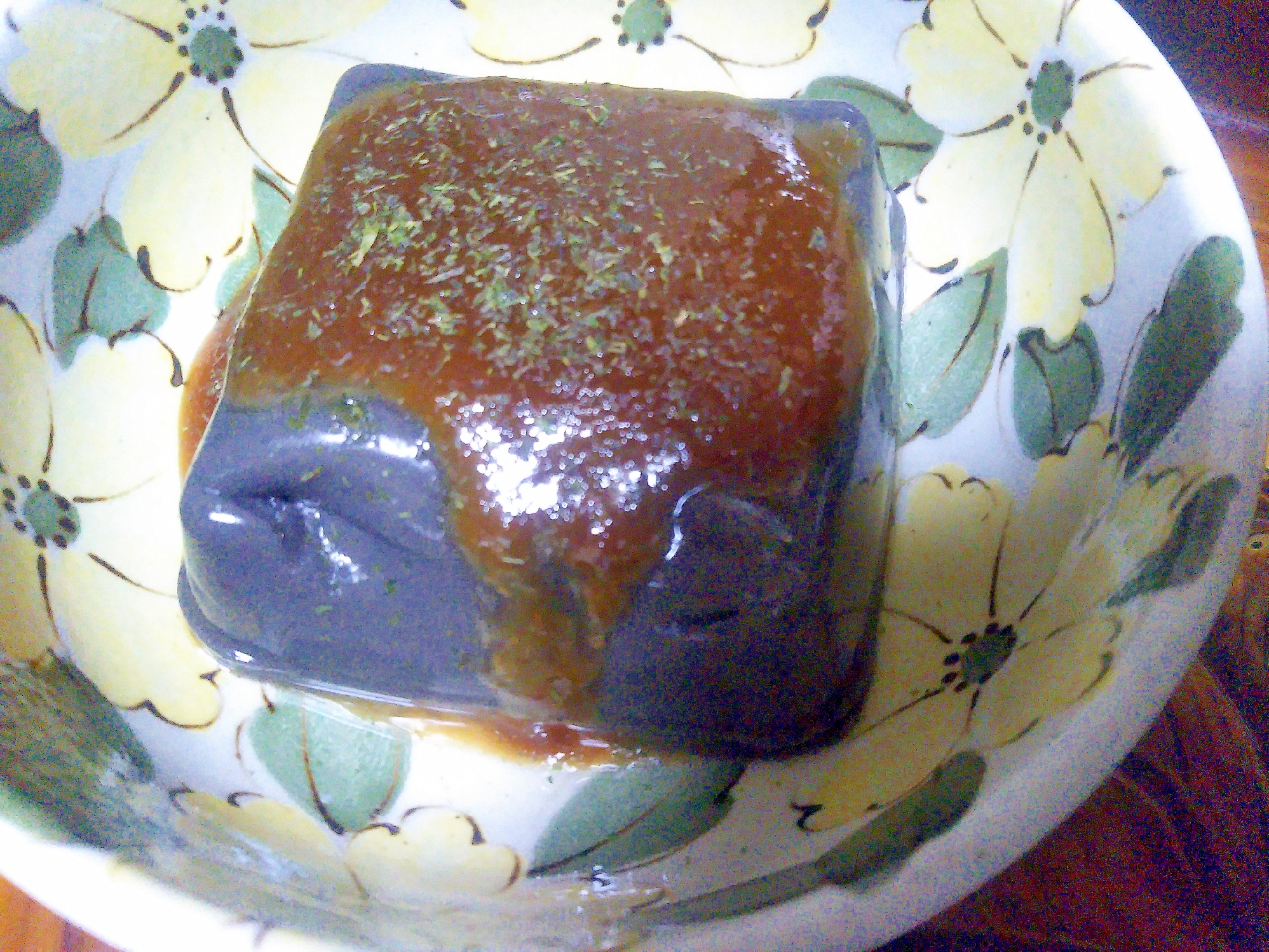 黒胡麻豆腐の柚子味噌がけ
