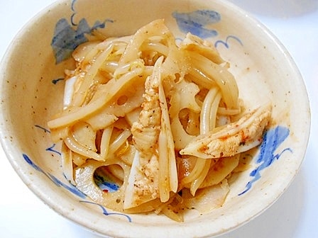 鶏なんこつ・れんこん・もやしのピリ辛炒め レシピ・作り方 by v