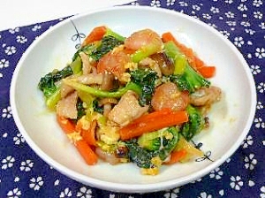 青菜（ターサイ）とエビ・豚肉の卵炒め