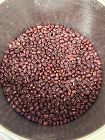 圧力鍋を使って浸水無の基本小豆の水煮♪（保存用）