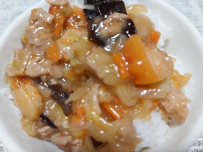 中華丼(豚肉、玉ねぎ、人参、きくらげ、いんげん)