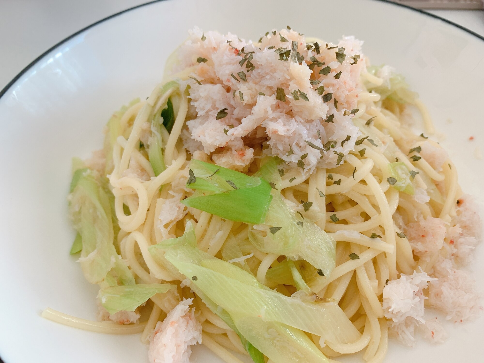 かにと長ネギのペペロンチーノ レシピ・作り方 by saya*pom - 楽天レシピ