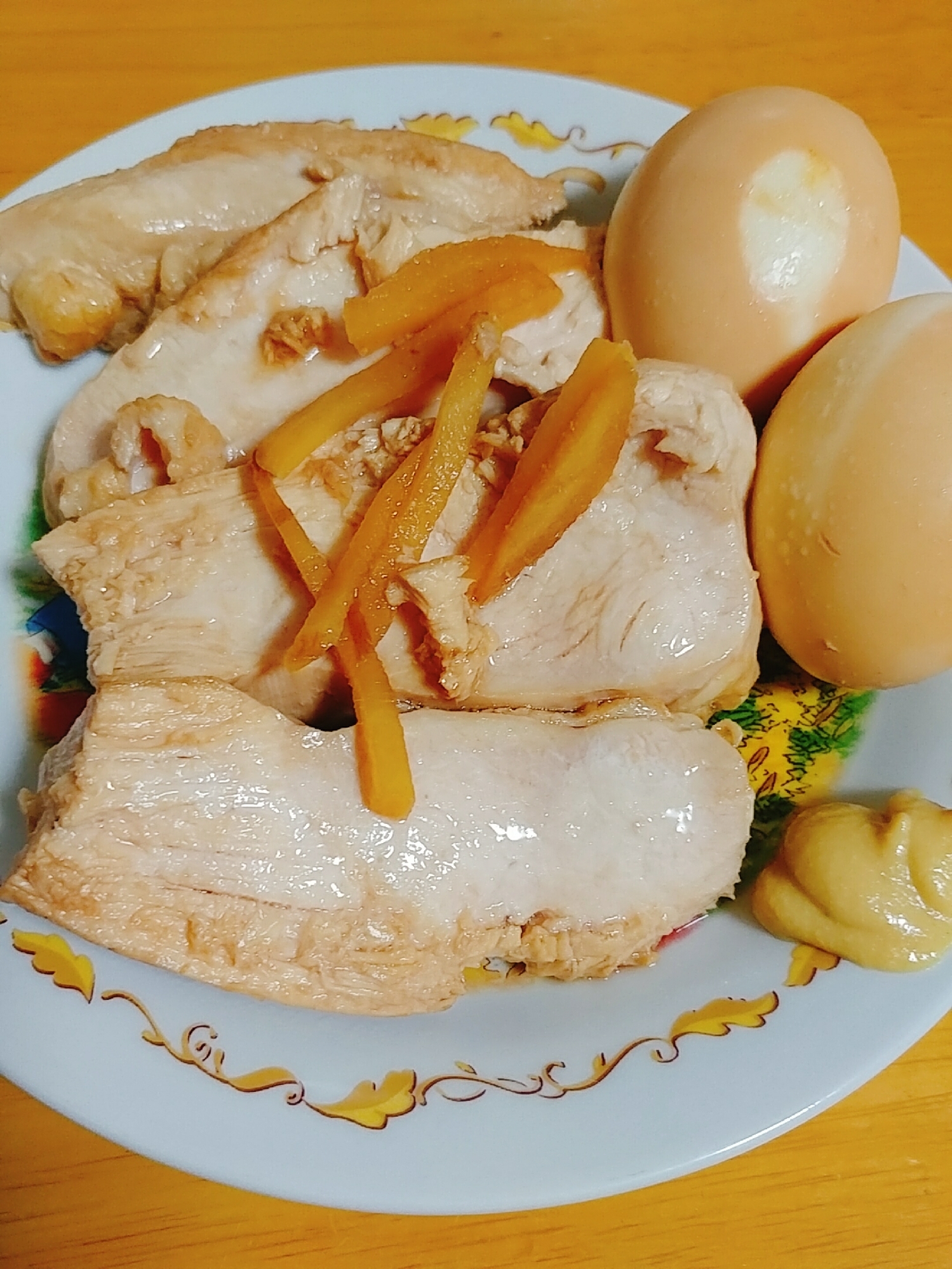 鶏むね肉と茹で卵のポン酢煮