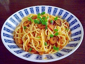 あるもので作ったパスタ