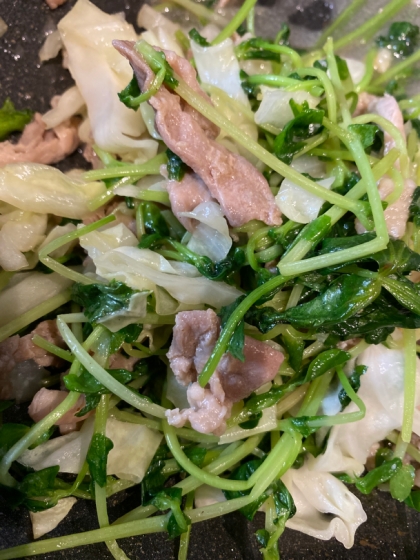 ニンニク風味☆豚肉と豆苗の炒め物
