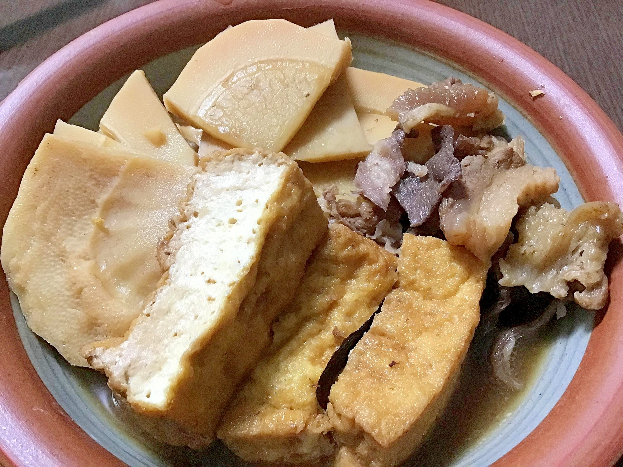 筍と牛すじ肉と厚揚げの煮物