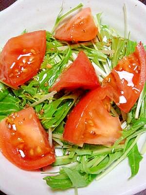 トマトと水菜の切るだけサラダ