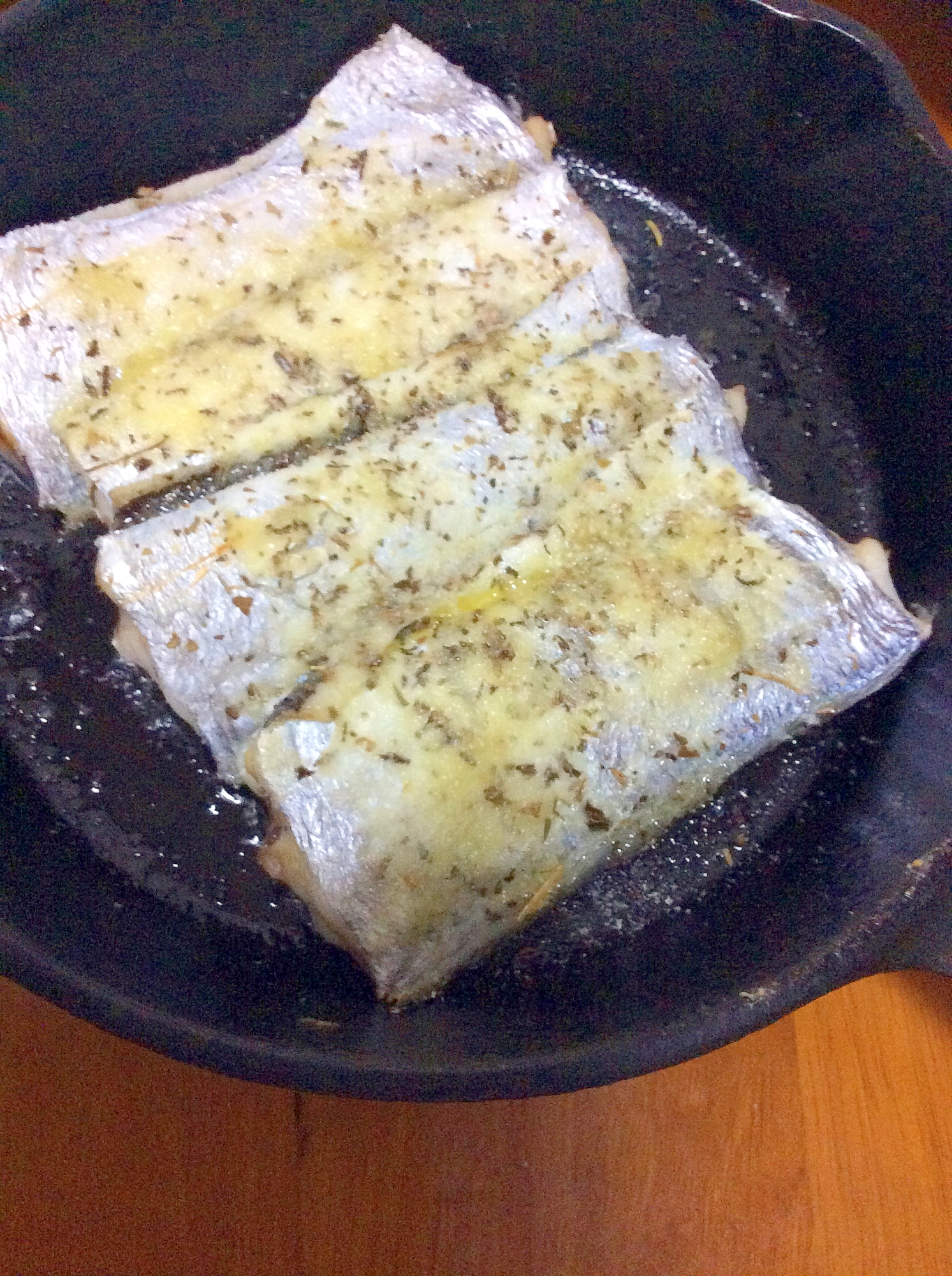 太刀魚マーガリンミックスハーブパン粉焼き
