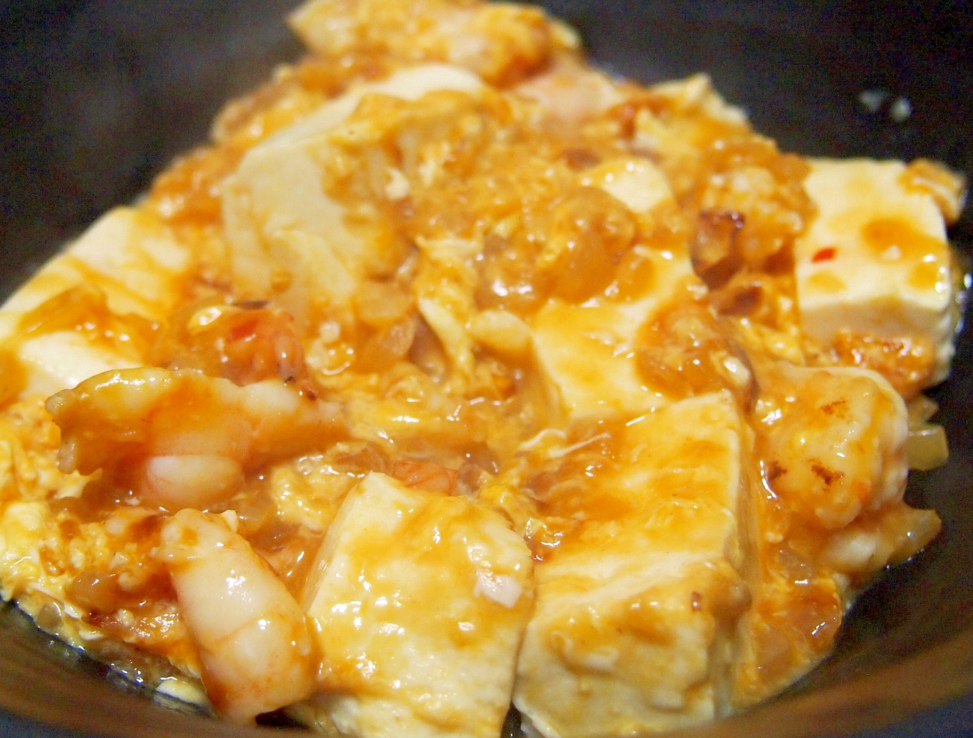 海老と豆腐と卵のチリソース炒め