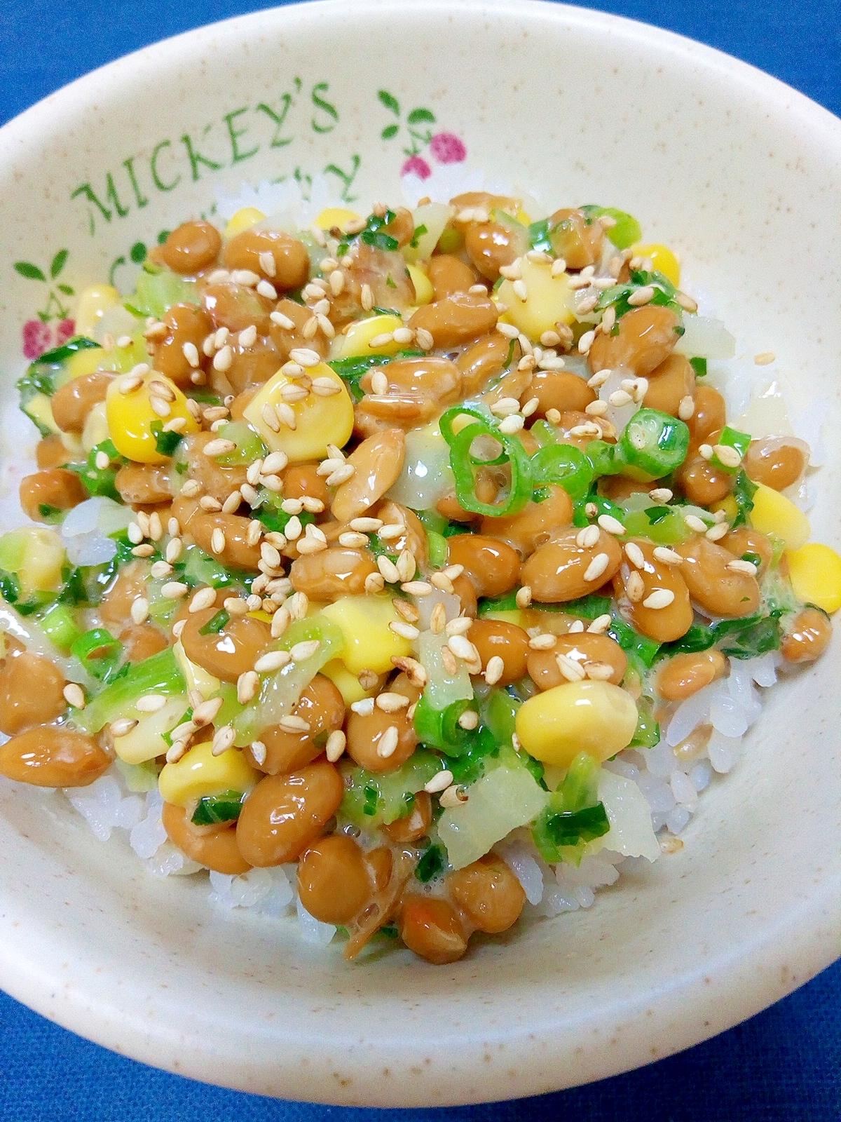 納豆の食べ方-野沢菜＆コーン♪