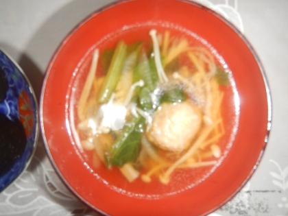 小松菜と肉団子のスープ♪