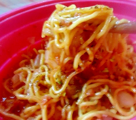 袋麺でチンして作る　汁無し坦々麺