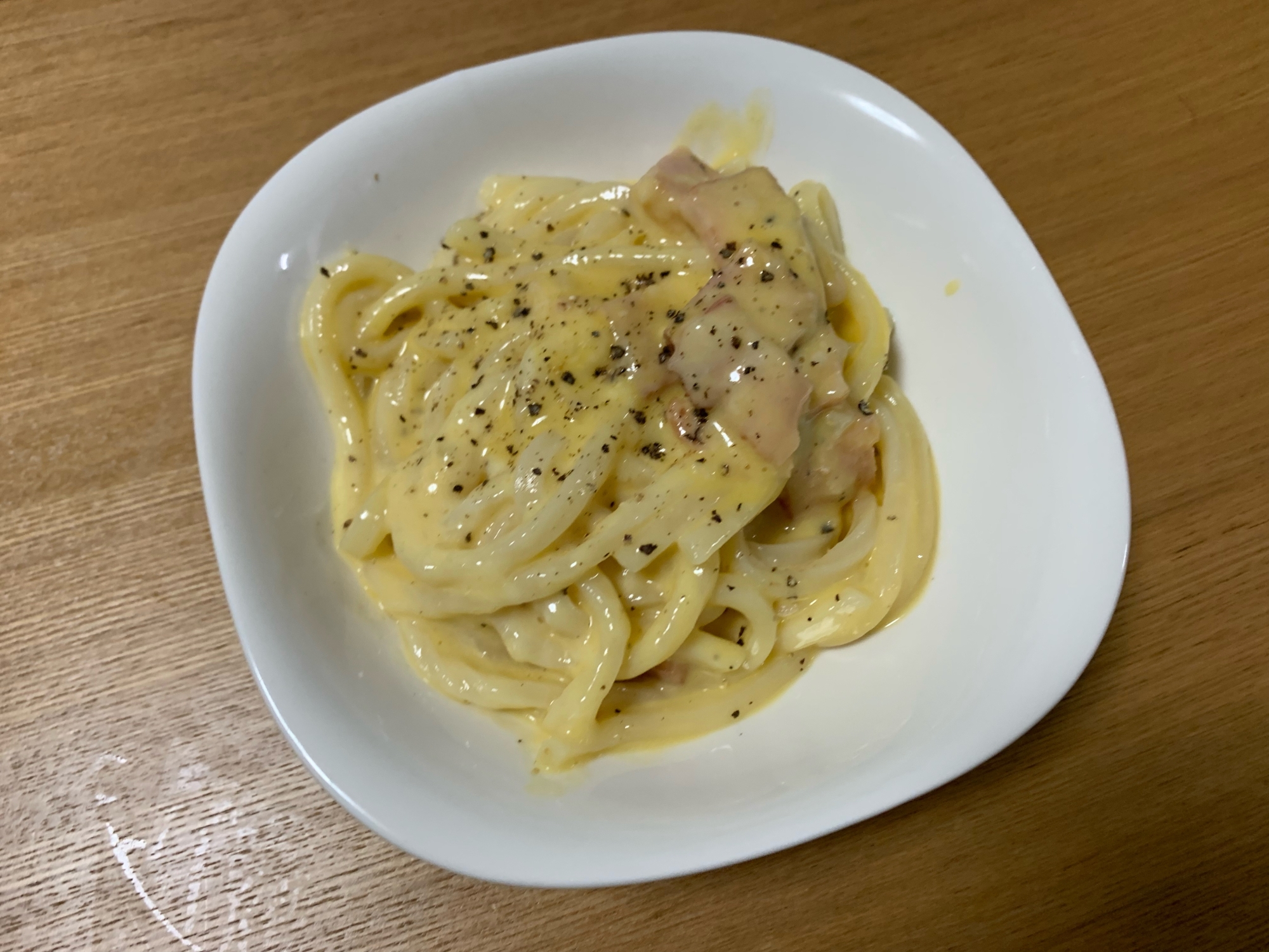 【生クリーム、粉チーズ無し！】カルボナーラうどん