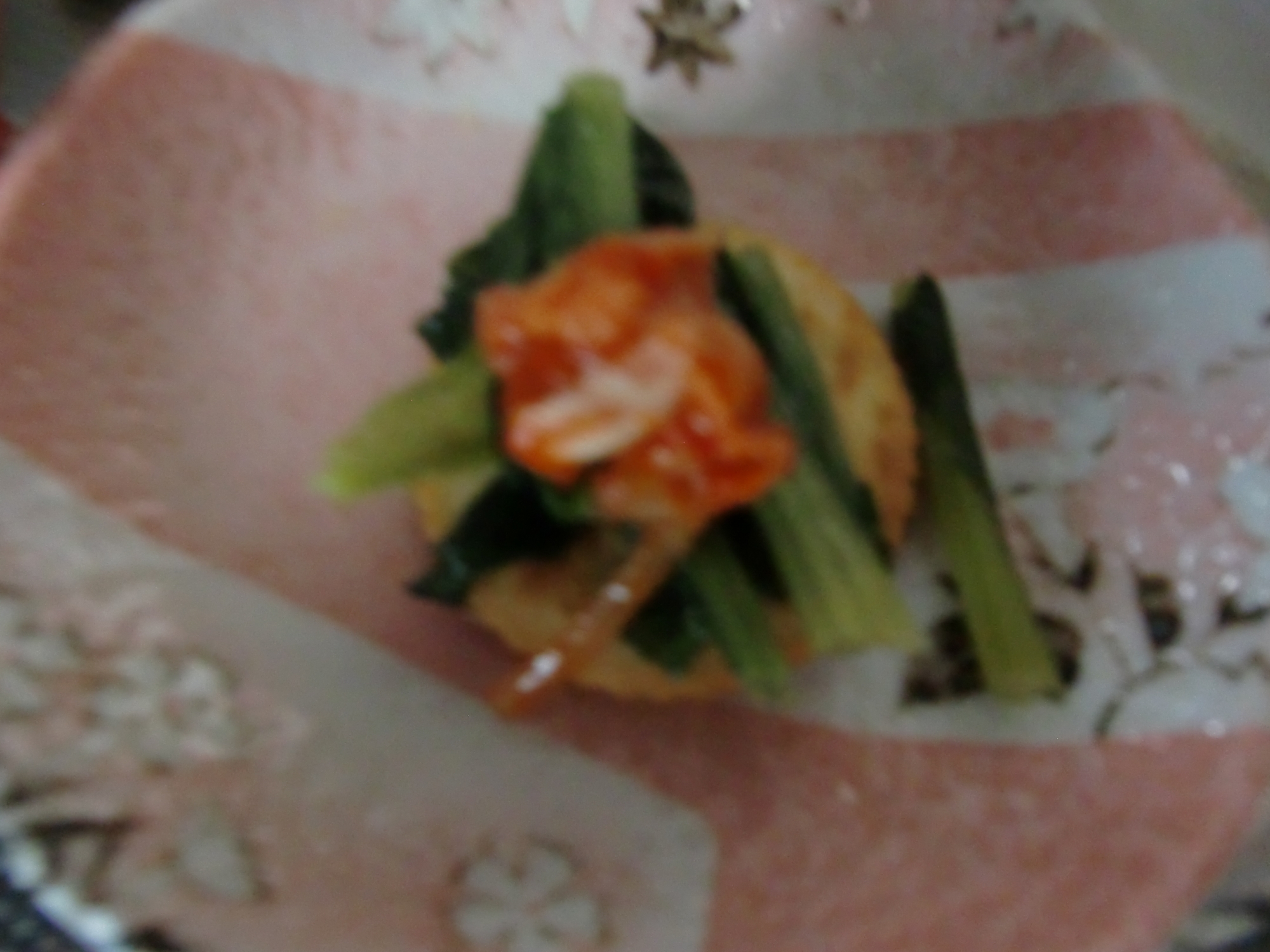 野沢菜とキムチのカナッペ