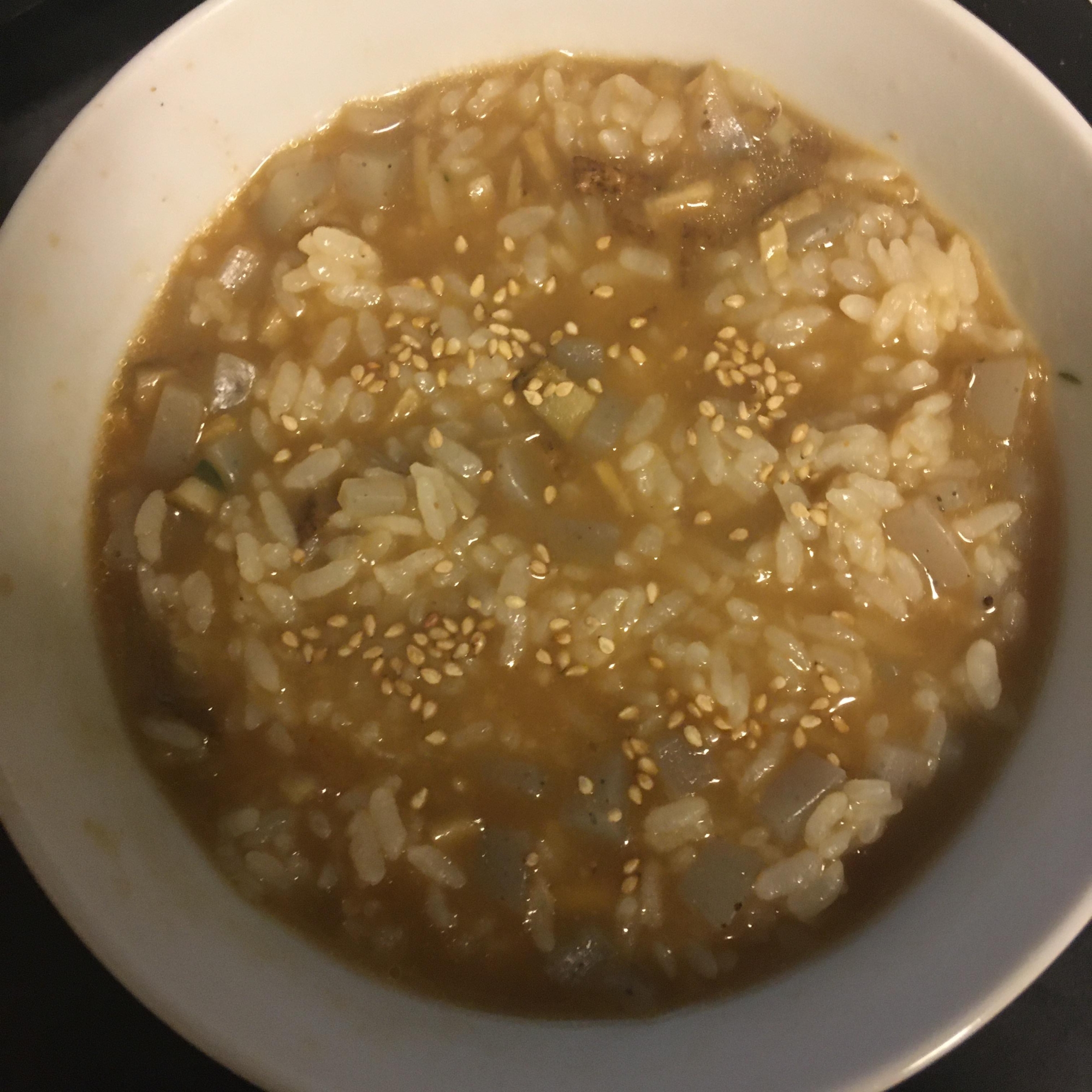 ごぼう、こんにゃくの雑炊