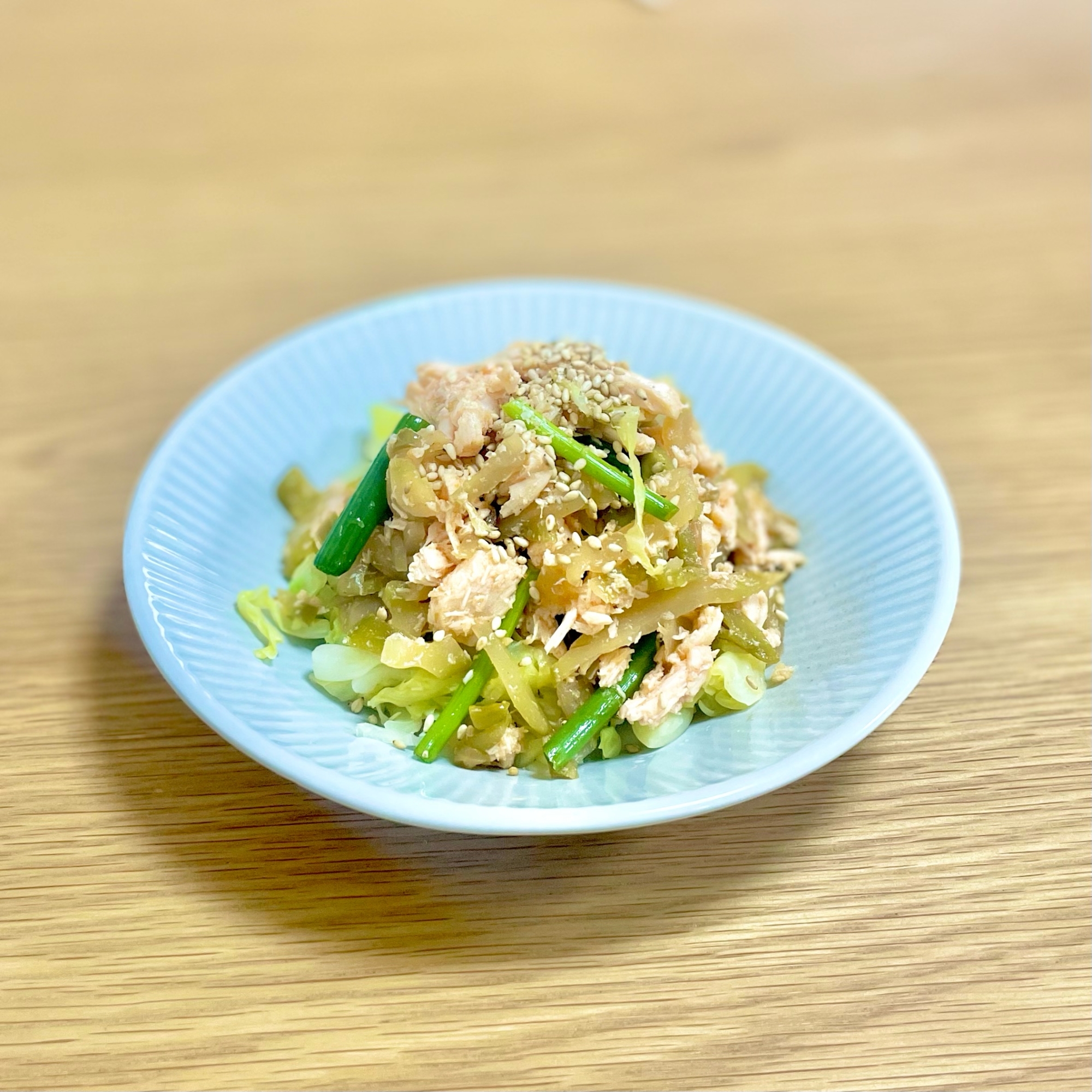 サラダチキンで蒸し鶏ザーサイ