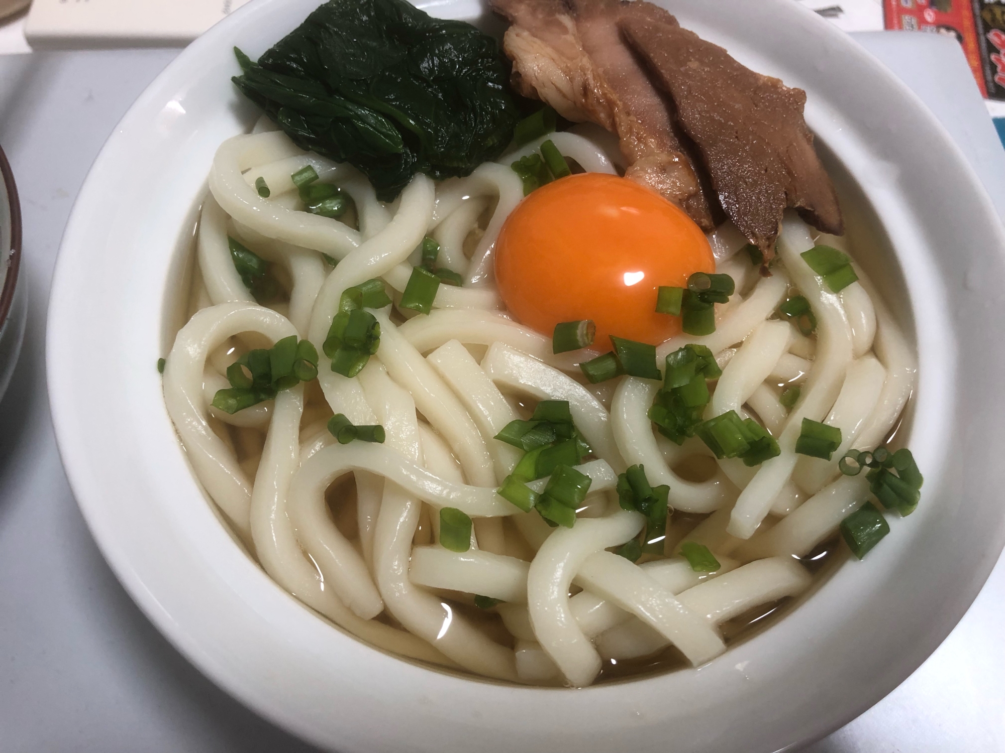 チャーシュー入り！釜玉うどん