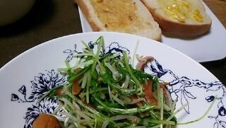 しゃきしゃき水菜をもやしの中華炒め♪