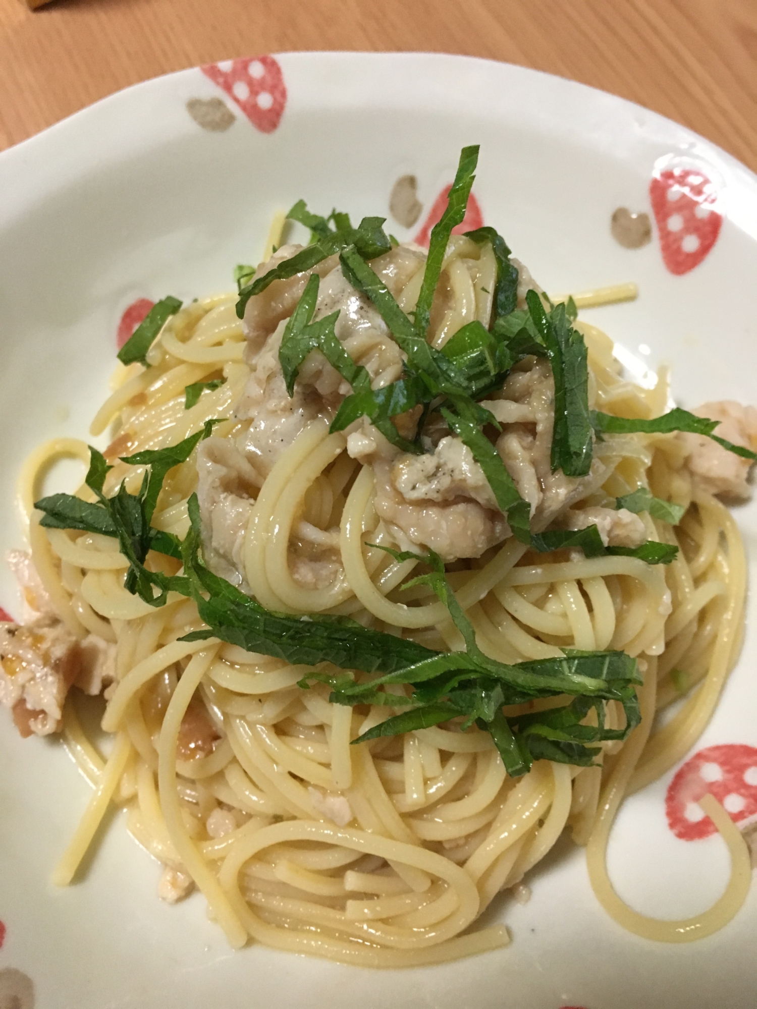 簡単☆パパ飯☆梅と大葉の冷製パスタ