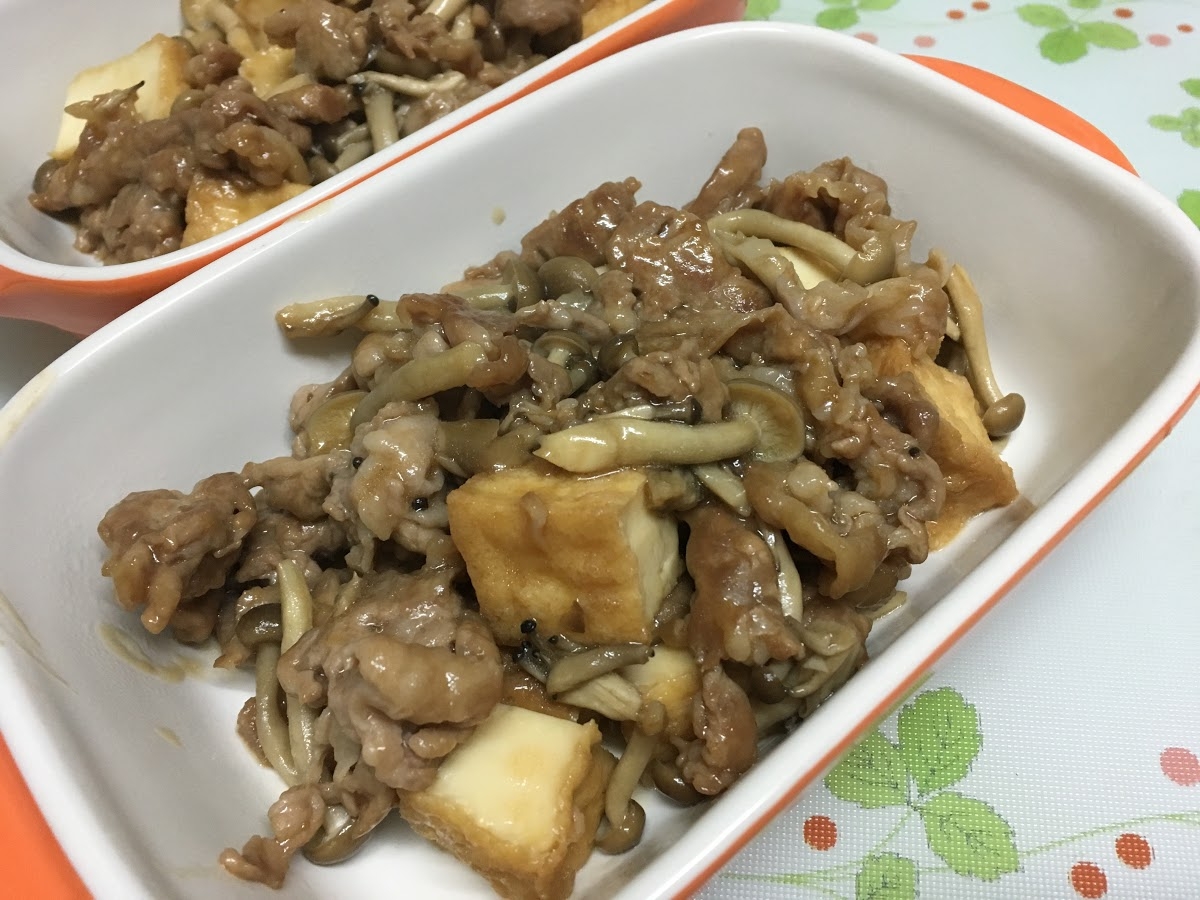 豚肉と厚揚げしめじ炒め