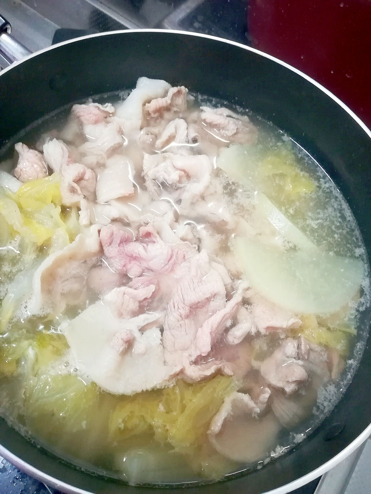 大根と白菜と豚肉の水炊き風☆ポン酢味