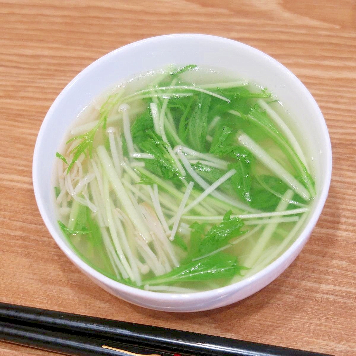 えのきと水菜の中華風スープ☆お手軽に★減塩志向