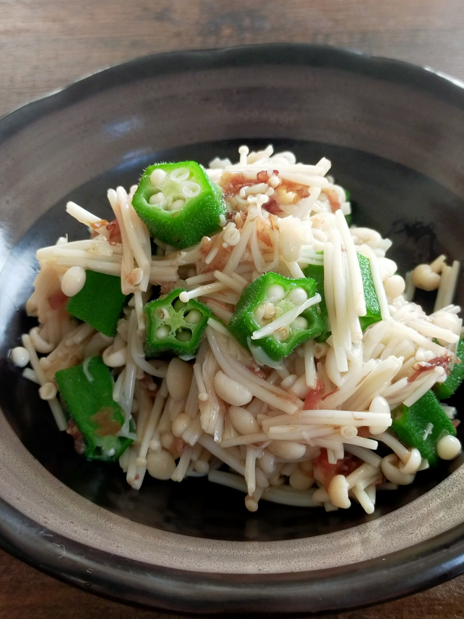 オクラとえのきの梅和え