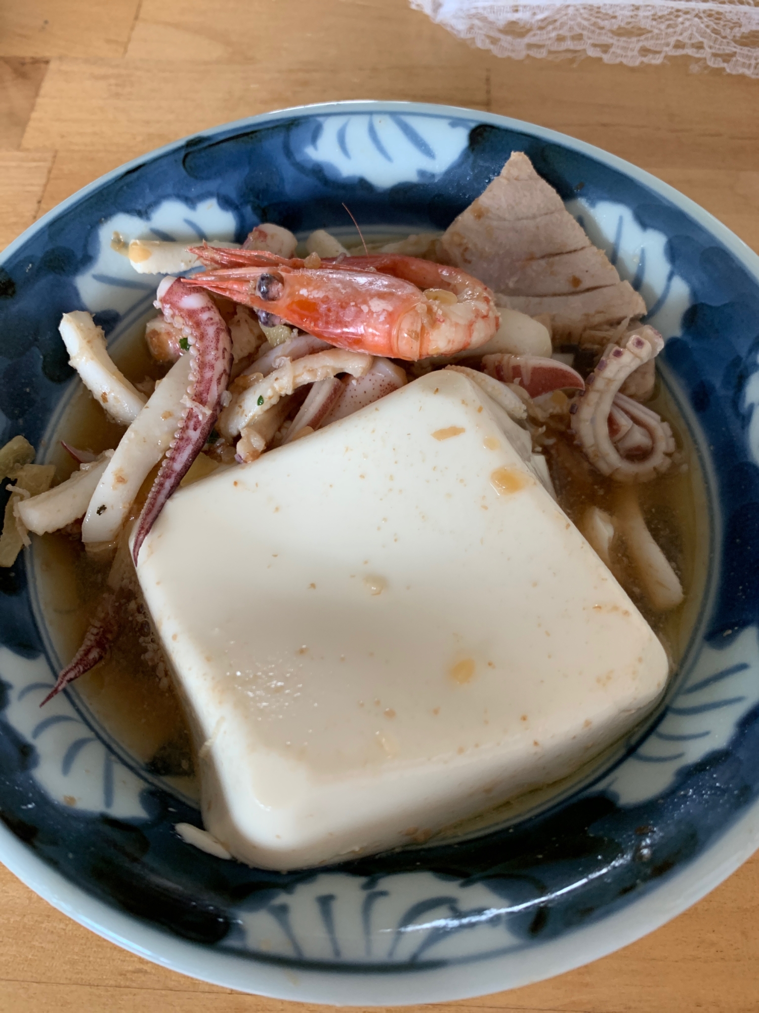 刺身リメイク、豆腐スープ
