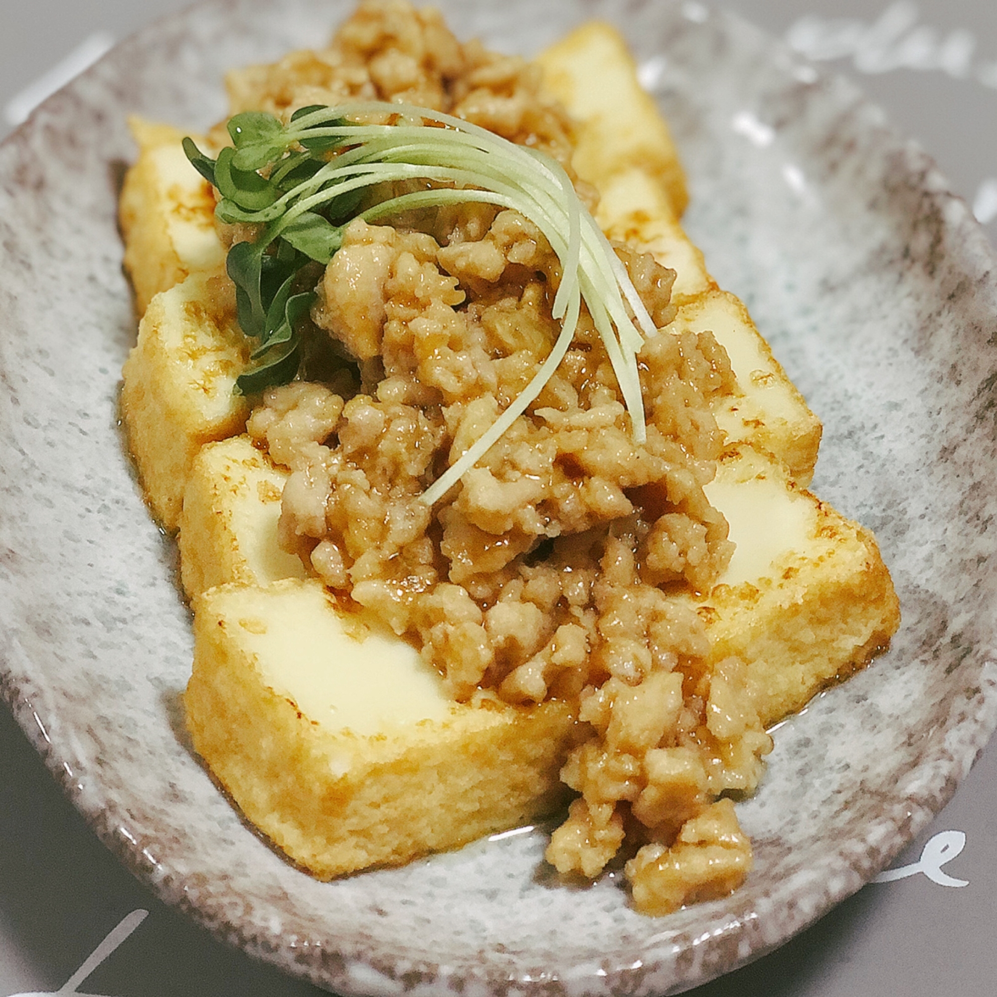 厚揚げの鶏ひき肉あんかけ♩ヘルシー仕上げなおかず♡